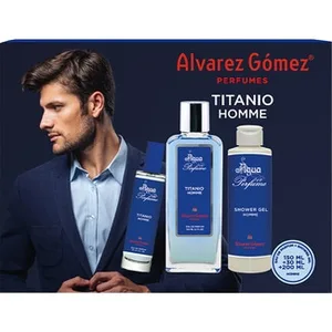 Titanio Homme Estuche con Eau de Perfume Masculino Natural + Eau de Perfume Masculino Natural Spray 30 Ml + Gel de Ducha Frasco 200 Ml Alvarez Gomez