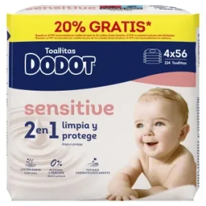 Toallitas de Bebé Dodot Sensitive Pack de 4 Paquetes de 54 Ud.