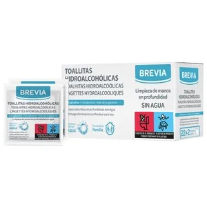 Brevia Toallitas Hidroalcohólicas con Glicerina, para Limpieza de Manos en Profundidad 24 Uds. 22 UD