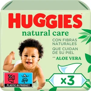 Toallitas Infantiles Natural Care 99% Agua y con Aloe Vera Pack 3 sin Perfume Huggies