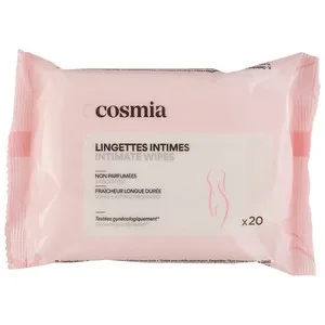 Cosmia Toallitas para la Higiene Íntima, sin Perfume y con Extracto de Hamamelis 20 Uds.