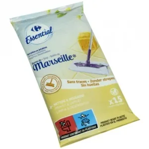 Toallitas Suelos Perfume Jabón de Marsella Carrefour Essential 15 Ud.