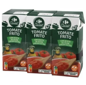 Tomate Frito con Aceite de Oliva Virgen Extra Carrefour Pack de 3 Briks de 390 G.