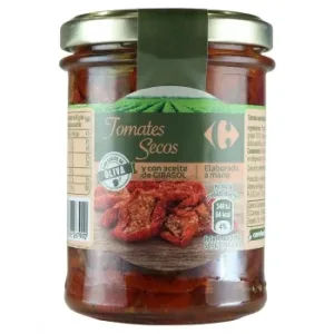 Tomates Secos con Aceite de Oliva y Girasol Carrefour 120 G.