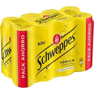 Tónica Original con Quinina de Origen Natural con Azúcar y Edulcorantes Pack 8 Schweppes
