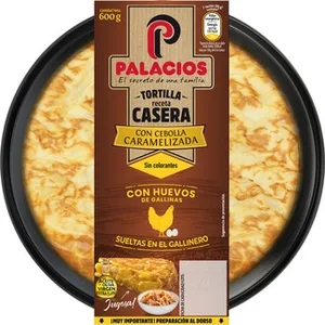 Tortilla de Patata Casera con Cebolla Caramelizada y Aove sin Gluten sin Lactosa Palacios 600 G