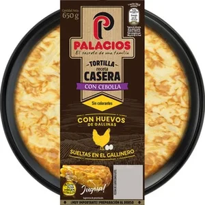 Tortilla de Patata Casera sin Cebolla y Aove sin Gluten sin Lactosa  Palacios 650 G