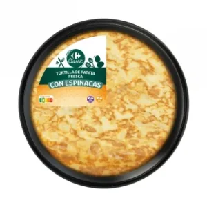 Tortilla de Patatas con Espinacas Carrefour Classic' sin Gluten sin Lactosa 600 G.