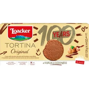 Tortina Original Galletas de Barquillo Recubiertas de Chocolate con Leche Loacker