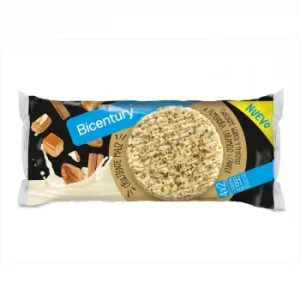 Tortita de Arroz con Chocolate Blanco, Almendra y Canela Bicentury sin Gluten 140 G.