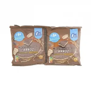 Tortitas de Arroz con Chocolate Negro Carrefour Sensation sin Gluten y sin Azúcar Añadido 130 G.
