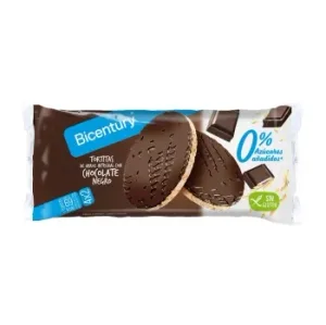 Tortitas de Arroz Integral con Chocolate Negro Bicentury sin Gluten y sin Azúcar Añadido 130 G.