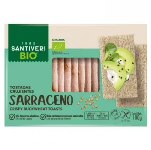 Tostadas de Trigo Sarraceno Ecológicas Santiveri sin Gluten, sin Lactosa y sin Azúcar Añadido 100 G.