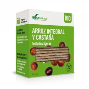 Tostadas Ligeras de Arroz Integral y Castaña Ecológicas Soria Natural sin Gluten 95 G.