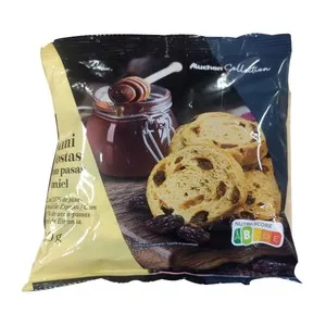 Alcampo Gourmet Mini Tostas con Pasas y Miel 120 G.
