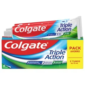 Colgate Triple Protección Pasta de Dientes Anticaries con Sabor a Menta Intenso 2 X 75 Ml 150 ML