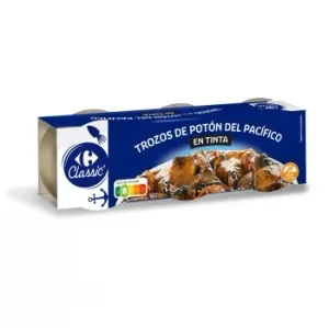 Trozos de Potón en Su Tinta Classic Carrefour sin Gluten 165 G.