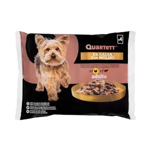 Trozos en Salsa para Perros Adultos Quartett con Pollo y Verduras 0.4 KG