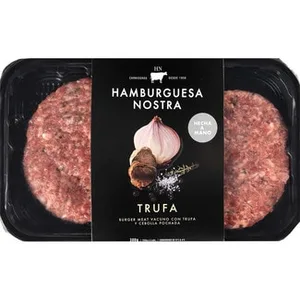 Trufa Burger Meat con Carne de Vacuno, Trufa y Cebolla Pochada Hechas a Mano 2 Unidades sin Gluten Hamburguesa Nostra 300 G