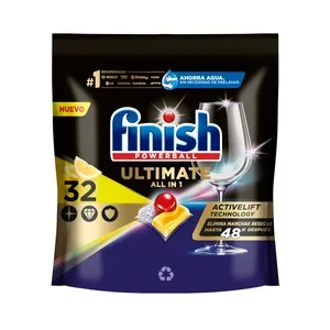 Finish Ultimate Detergente Todo en 1, en Cápsulas para Lavavajillas, con Aroma a Limón 32 Uds. 470 G
