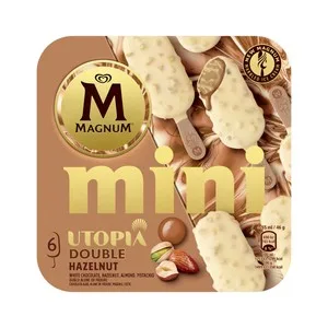 Magnum Utopia Mini Helado de Avellana Recubierto de Chocolate Blanco y Trocitos de Frutos Secos 6 X 55 Ml. 276 G