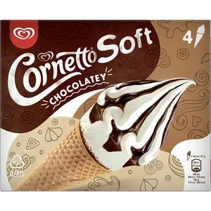 Vainilla Choc 4 Cornetto Soft Soft Cono de Helado de Vainilla con Salsa de Hocolate 4 Unidades Cornetto