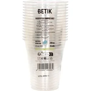 Vaso Desechable Pla Compostable 220 Ml 15 u