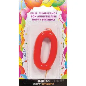 Vela de Aniversario Roja, Número 0 1 u