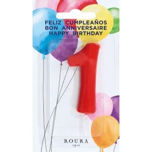 Vela de Aniversario Roja Número 1 1 u