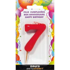 Vela de Aniversario Roja, Número 7 1 u
