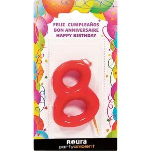 Vela de Aniversario Roja, Número 8 1 u