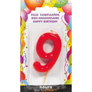 Vela de Aniversario Roja, Número 9 1 u