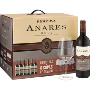 Vino Tinto Reserva Doca Rioja Caja 6 + 6 Copas de Regalo Añares