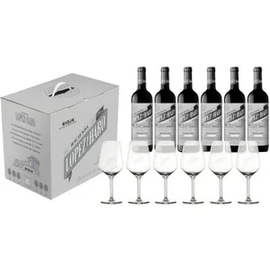 Vino Tinto Selección de la Familia Reserva Doca Rioja Caja 6 con Regalo de 6 Copas Hacienda Lopez de Haro