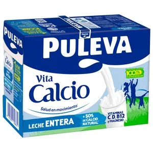 Puleva Vita Calcio Leche Entera de Vaca con un 50% Más de Calcio Natural 6 X 1l. 6000 ML