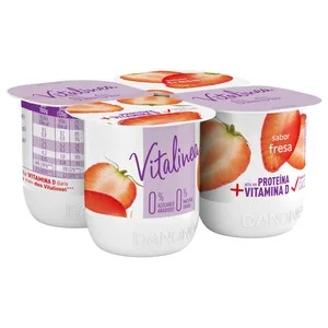 Vitalinea Yogur Desnatado 0% Materia Grasa, con Sabor a Fresa de Danone 4 X 120 G. 480 G