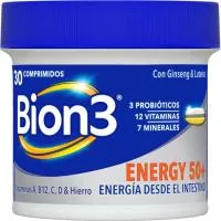 Vitamina A,b12,c,d & Hierro Energy50+ Bion3, Bote 30 Comprimidos