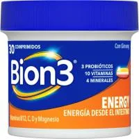 Vitaminas B12, C, D y Magnesio Energy Bion3, Bote 30 Comprimidos