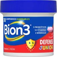 Vitaminas C,d & Zinc Defense Junior Bion3, Bote 30 Comprimidos