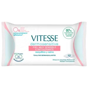 Vitesse Dermosensitive Toallitas Limpiadoras y Desmaquilladoras, para Pieles Muy Sensibles 12 Uds.