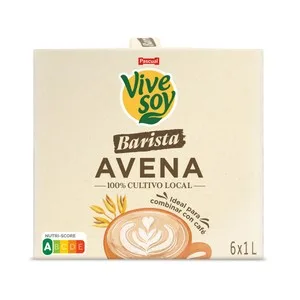 Vivesoy Bebida Avena Barista sin Azúcar Añadido  Caja 6x1 L. 6000 ML