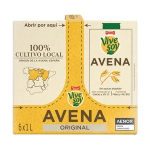 Vivesoy de Pascual Bebida Vegetal de Avena 6 X 1 L. 6000 ML