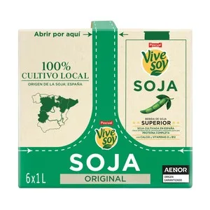 Vivesoy Original de Pascual Bebida Vegetal de Soja 6 X 1 L 6000 ML
