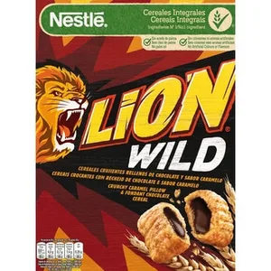 Wild Cereales de Desayuno Integrales Rellenos de Chocolate y Sabor Caramelo sin Aceite de Palma Nestle Lion