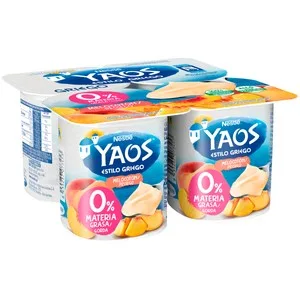 Yaos Yogur Estilo Griego con Melocotón y con 0% Materia Grasa 4 X 115 G. 460 G