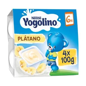 Yogolino de Nestlé Postre Lácteo de Plátano Adaptado para Bebés, desde 6 Meses 4 X 100 G. 400 G