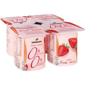 Yogur 00% Sabor Fresa Pack de 4 Unidades 4 X 125 Gr