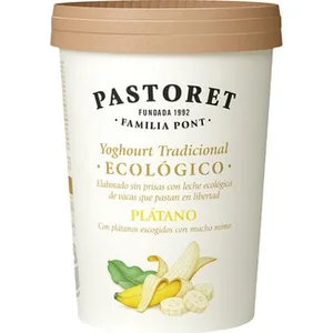 Yogur con Plátano Azucarado con Leche de Vacas que Pastan en Libertad sin Gluten Ecológico Pastoret