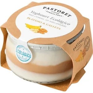 Yogur Cremoso con Plátano y Galleta Azucarado sin Gluten Ecológico Pastoret