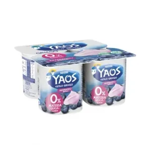Yogur Desnatado con Arándanos Estilo Griego Nestlé sin Gluten Pack de 4 Unidades de 115 G.